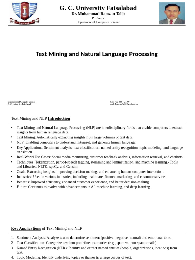 Text Mining and NLP Overview Guide | PDF | Machine Learning ...
