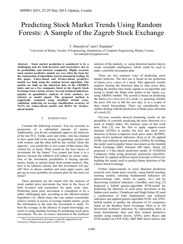 Stock Trend Prediction with Random Forests | PDF | Cross Validation ...