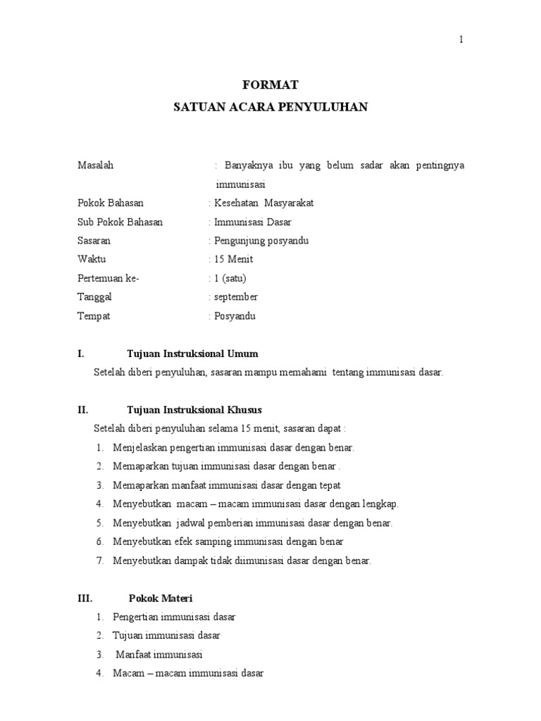 Leaflet Imunisasi Dasar