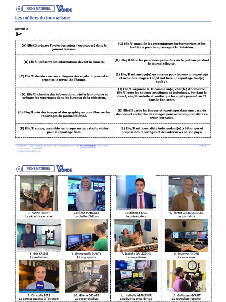 Métiers du journalisme : rôles clés | PDF | Journalisme