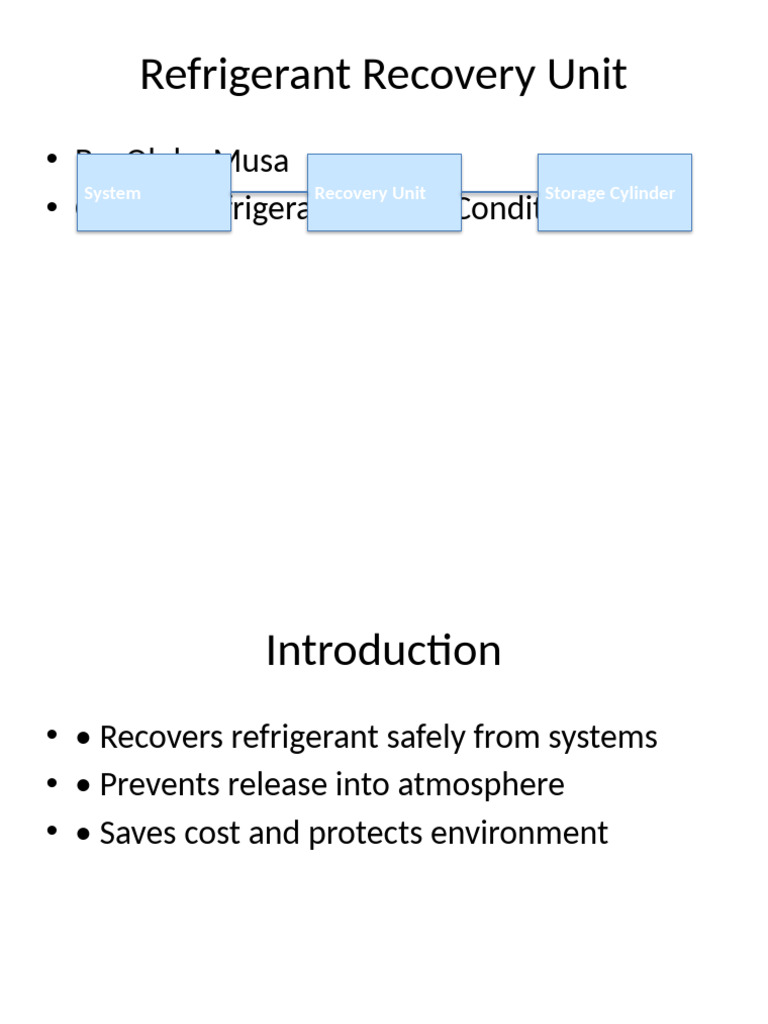 Essential Refrigerant Recovery Unit Guide | PDF