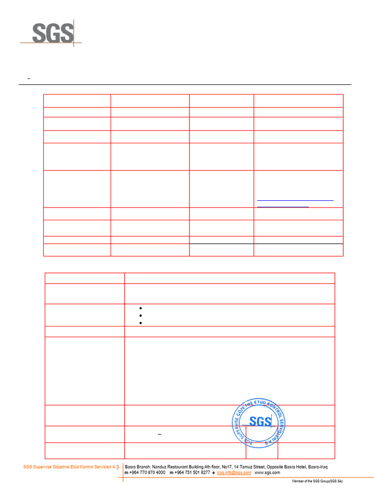 SGS Inspection Report for Sulfur Testing | PDF