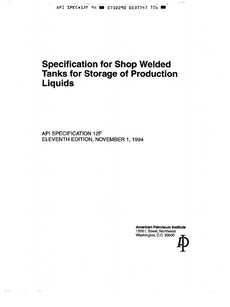 Api 12f Standard | PDF