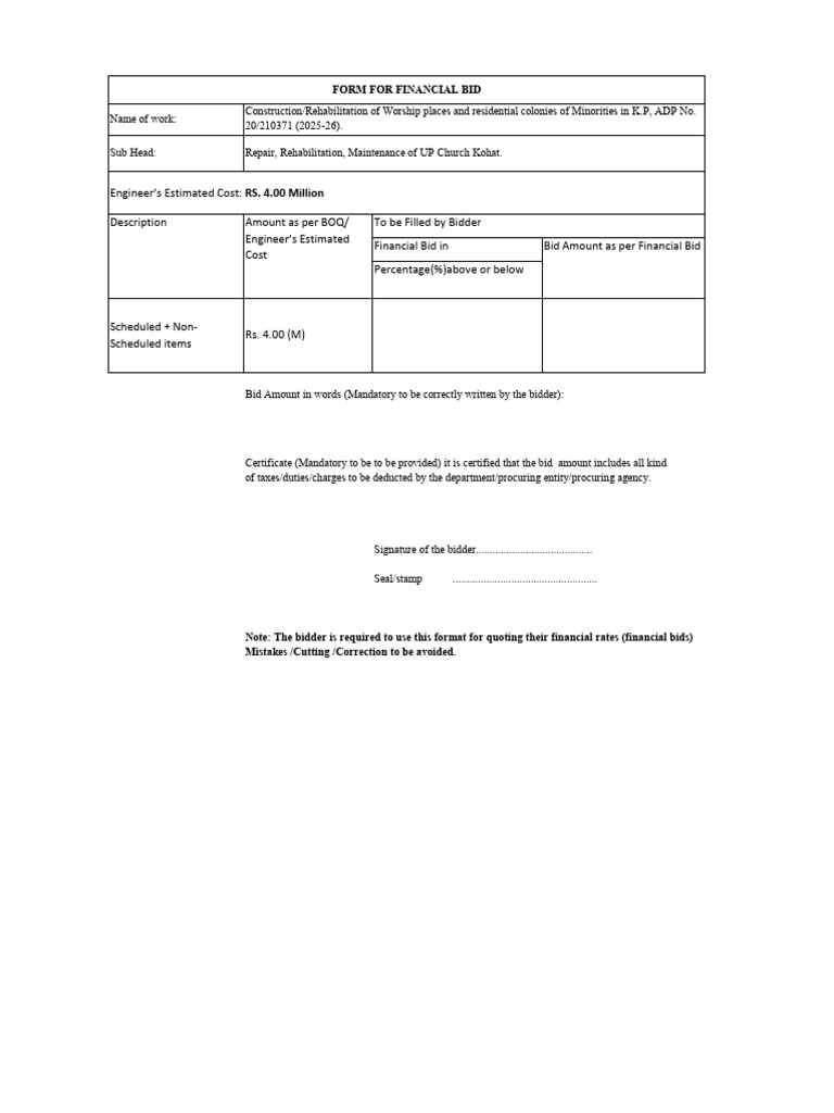 1st Page of Rate | PDF