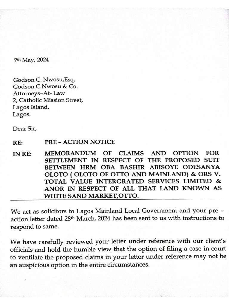 Pre-Action Notice | PDF