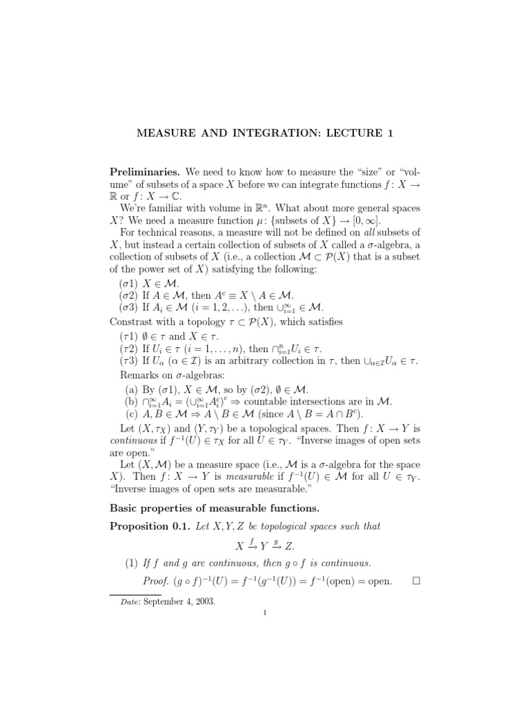 Measure Theory and Integration Basics | PDF