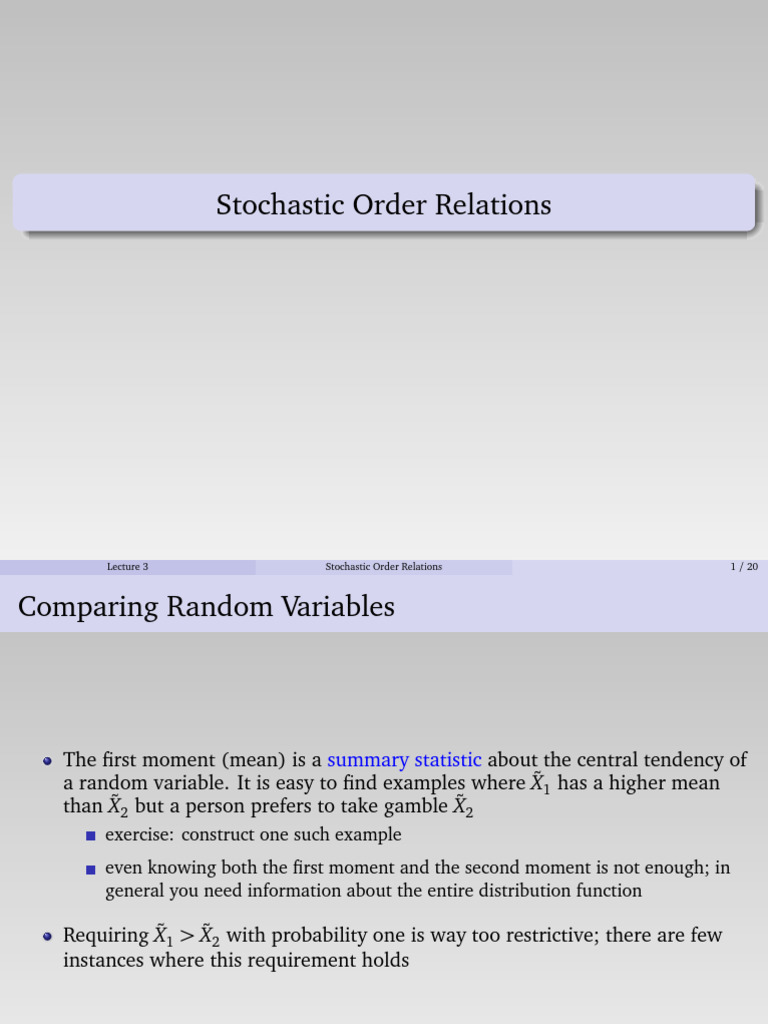 3.Stochastic Order Relations | PDF | Random Variable | Function ...