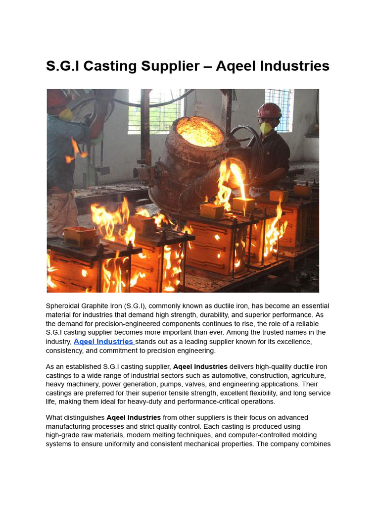 S.G.I Casting Supplier - Aqeel Industries | PDF | Supply Chain ...