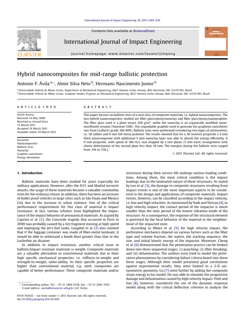 Nano Hybrid Nanocomposites For Mid-Range Ballistic Protection | PDF ...