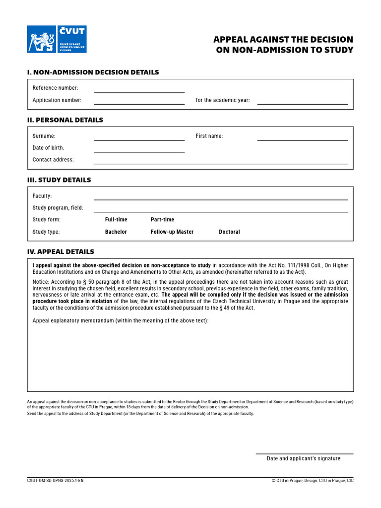 Appeal for Non-Admission to Study | PDF | Justice | Crime & Violence