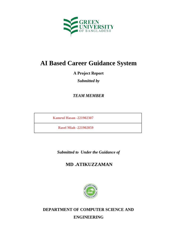 AI Career Guidance System Report | PDF | Support Vector Machine ...