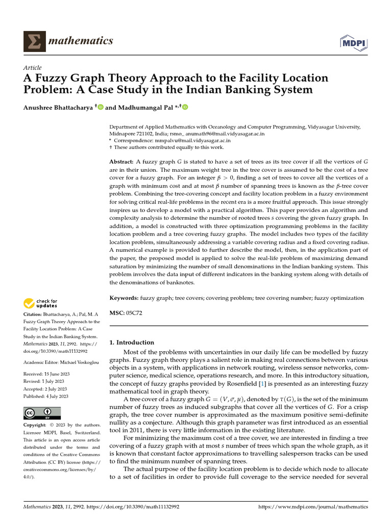 Fuzzy Graphs in Facility Location Optimization | PDF | Computational ...