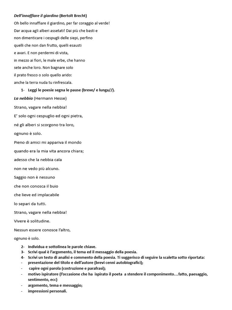 3a - Compito Poesia Lez 1 | PDF