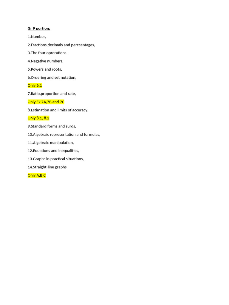 Grade 9 Math Topics Overview | PDF