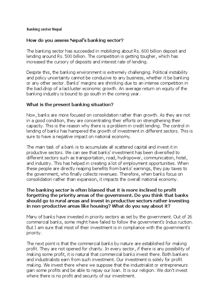 Challenges in Nepal's Banking Sector | PDF | Mergers And Acquisitions ...