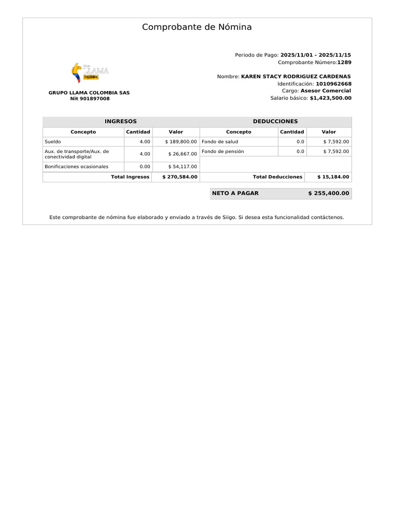 Comprobante de Nomina 1010962668 | PDF