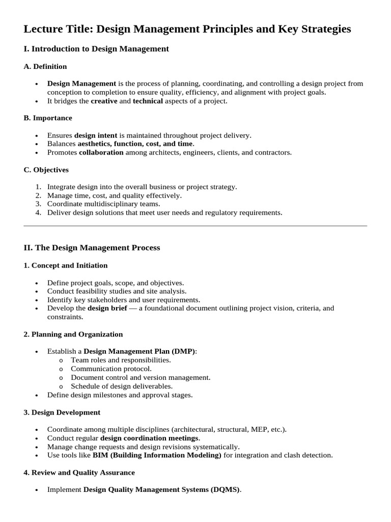 Design Management Principles & Strategies | PDF | Building Information ...