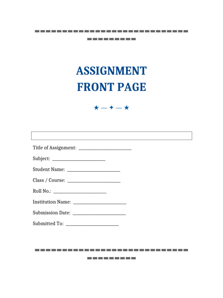 Creative Assignment Front Page | PDF