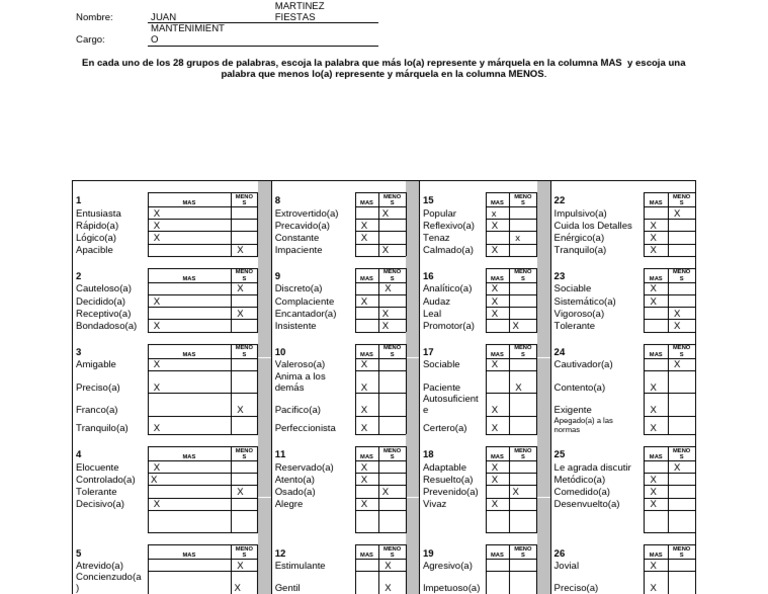 Evaluación de Características Personales | PDF