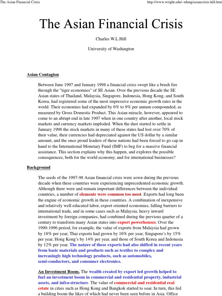Causes of the 1997 Asian Financial Crisis | PDF | 1997 Asian Financial ...