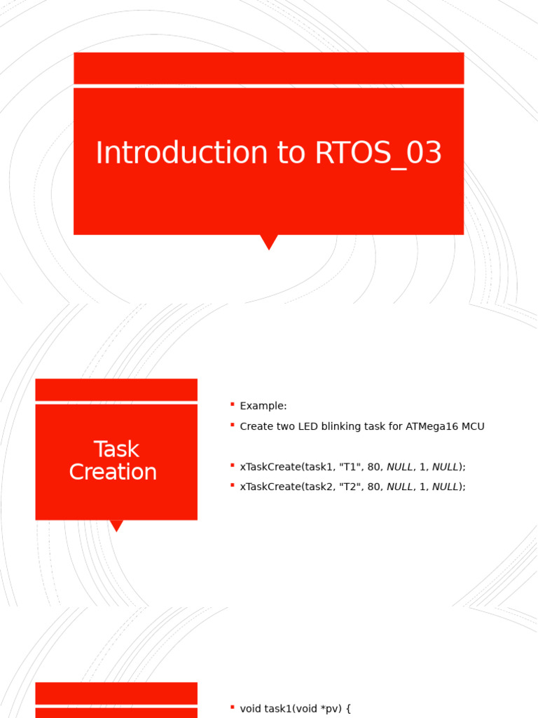 RTOS 03 Task Creation Programming | PDF | Computing | Computer Engineering