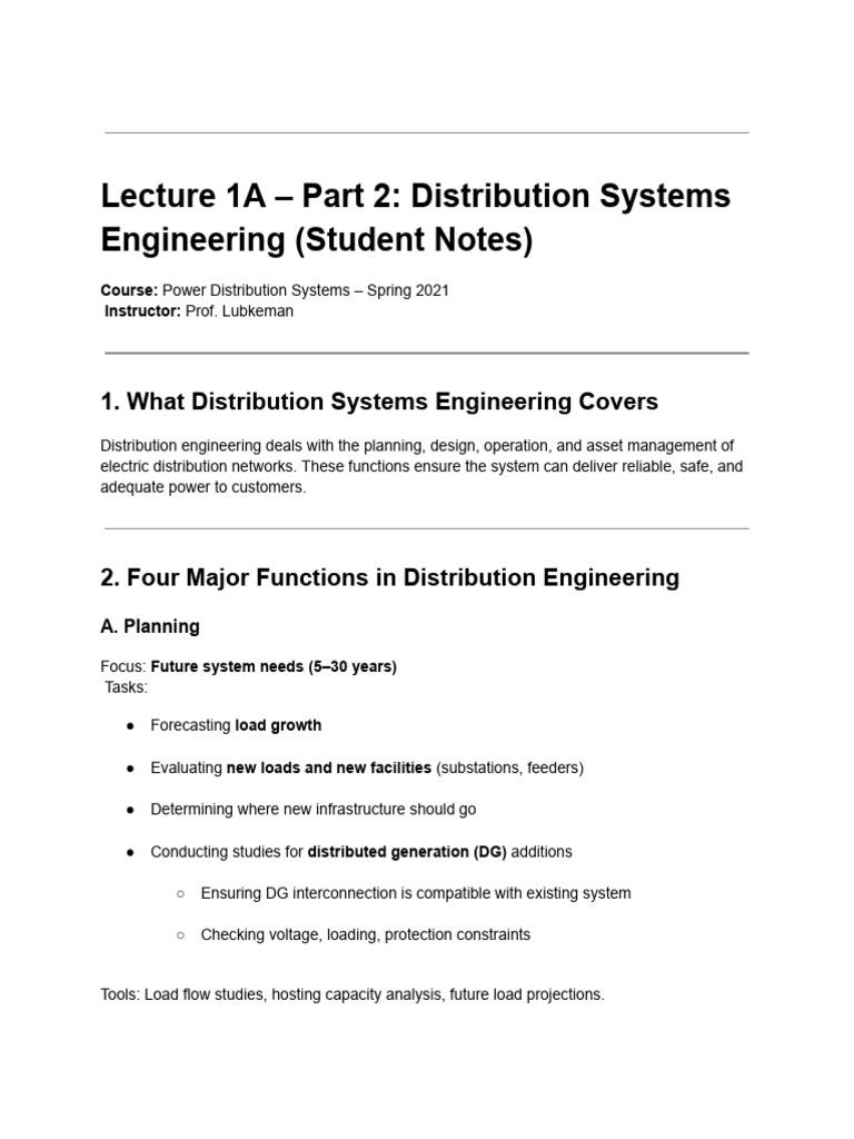 Power Distribution Systems Overview | PDF | Electric Power Distribution ...