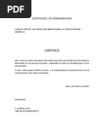 Formato de Certificado de Honorab