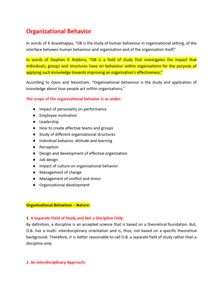 Understanding Organizational Behavior | PDF | Organizational Behavior ...