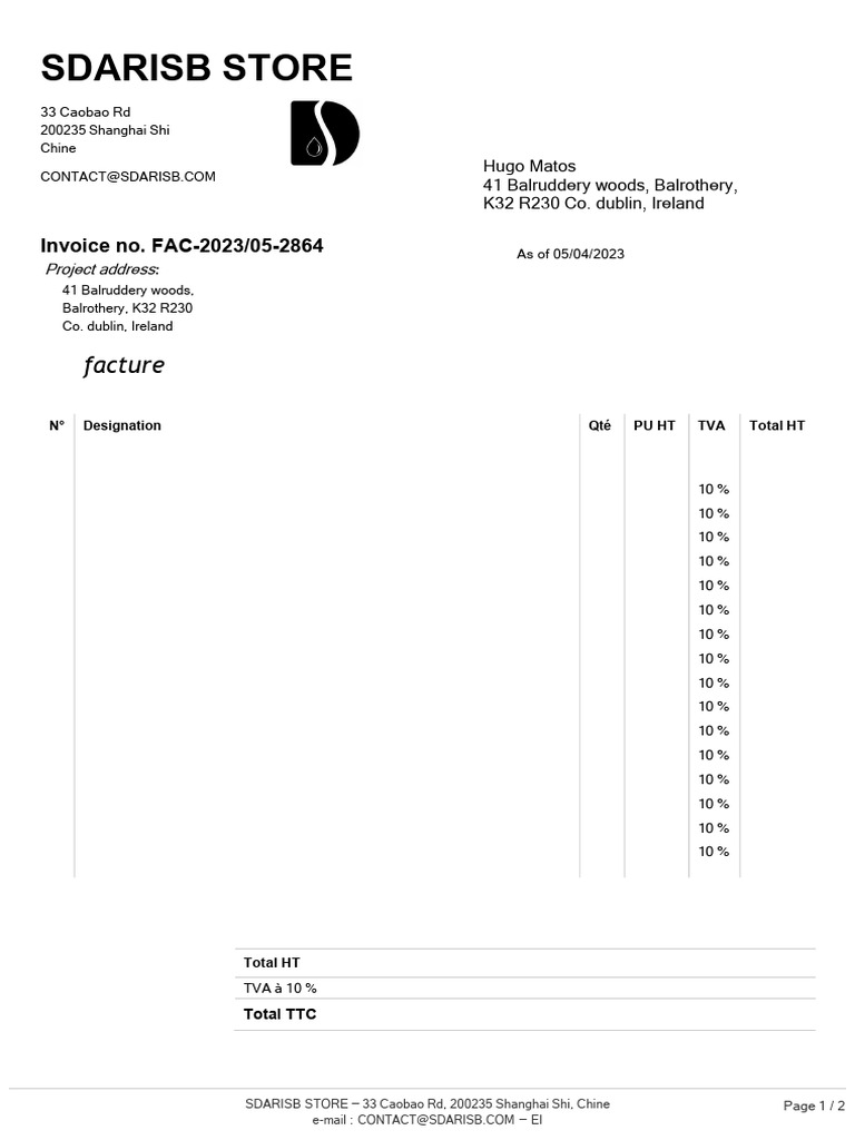 SDARISB Store Invoice Details | PDF