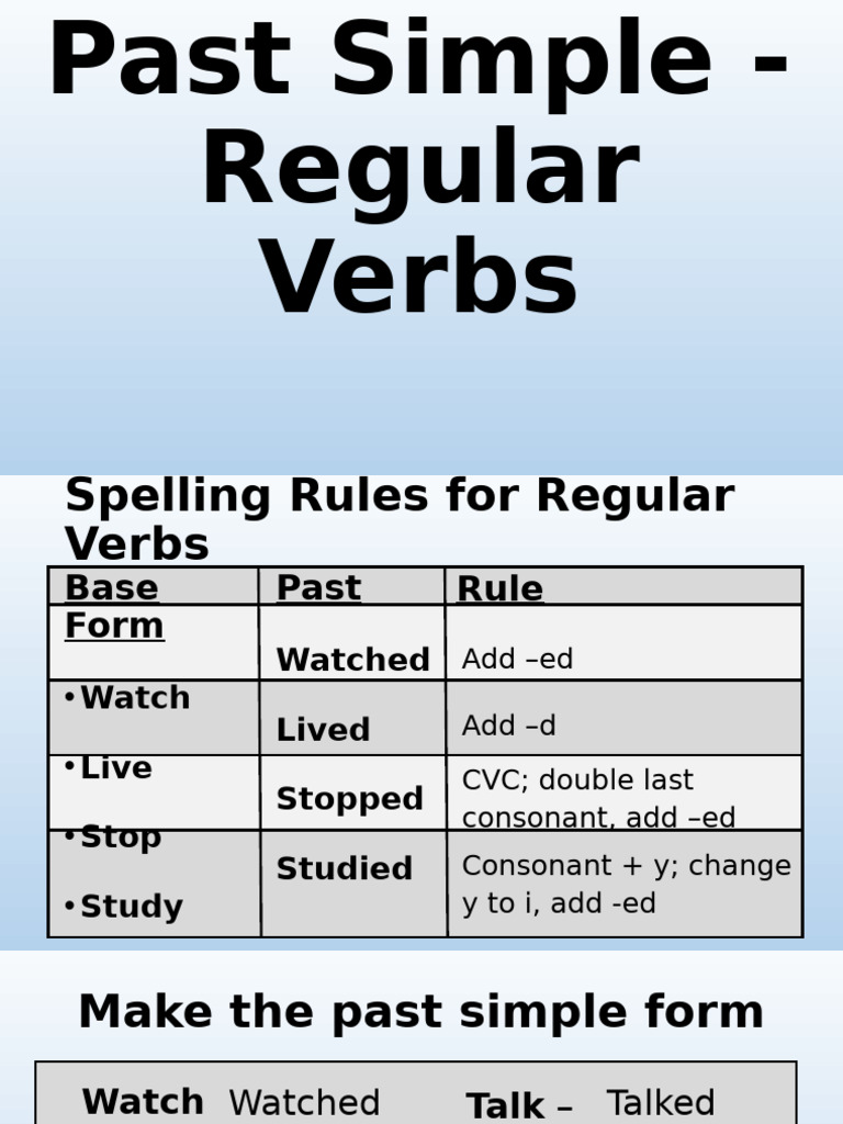 Past Simple Regular Verbs | PDF