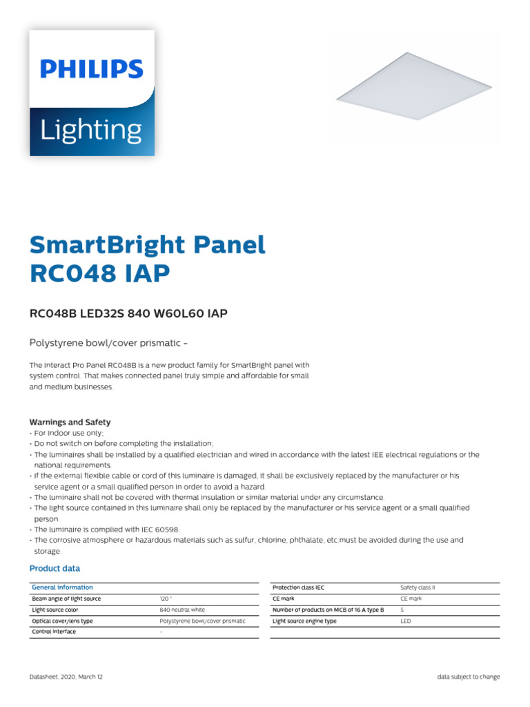 SmartBright RC048B LED Panel Overview | PDF | Electricity | Electrical ...