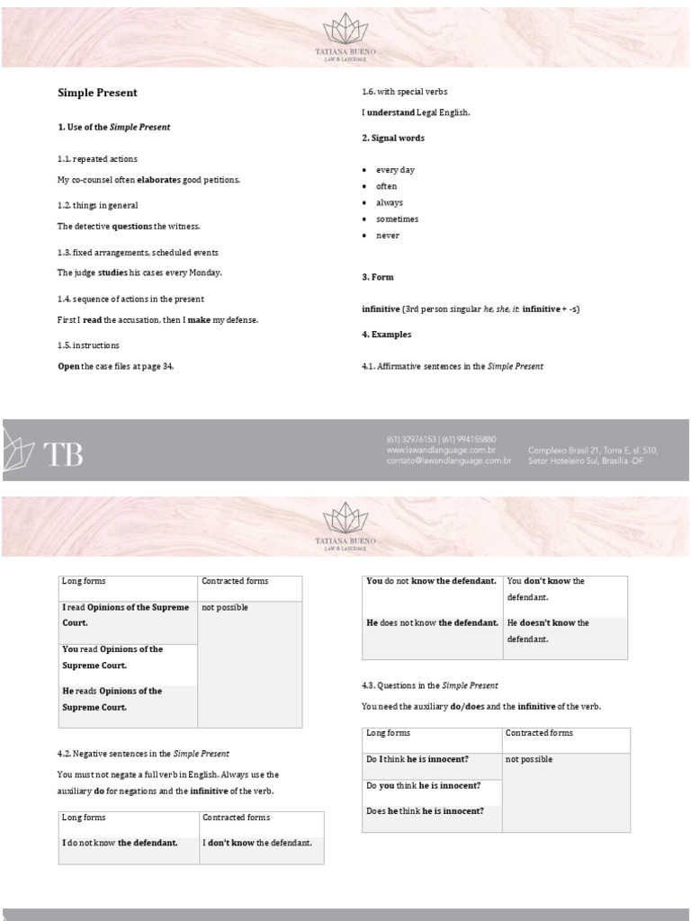 Simple Present Tense Guide | PDF | English Language | Languages
