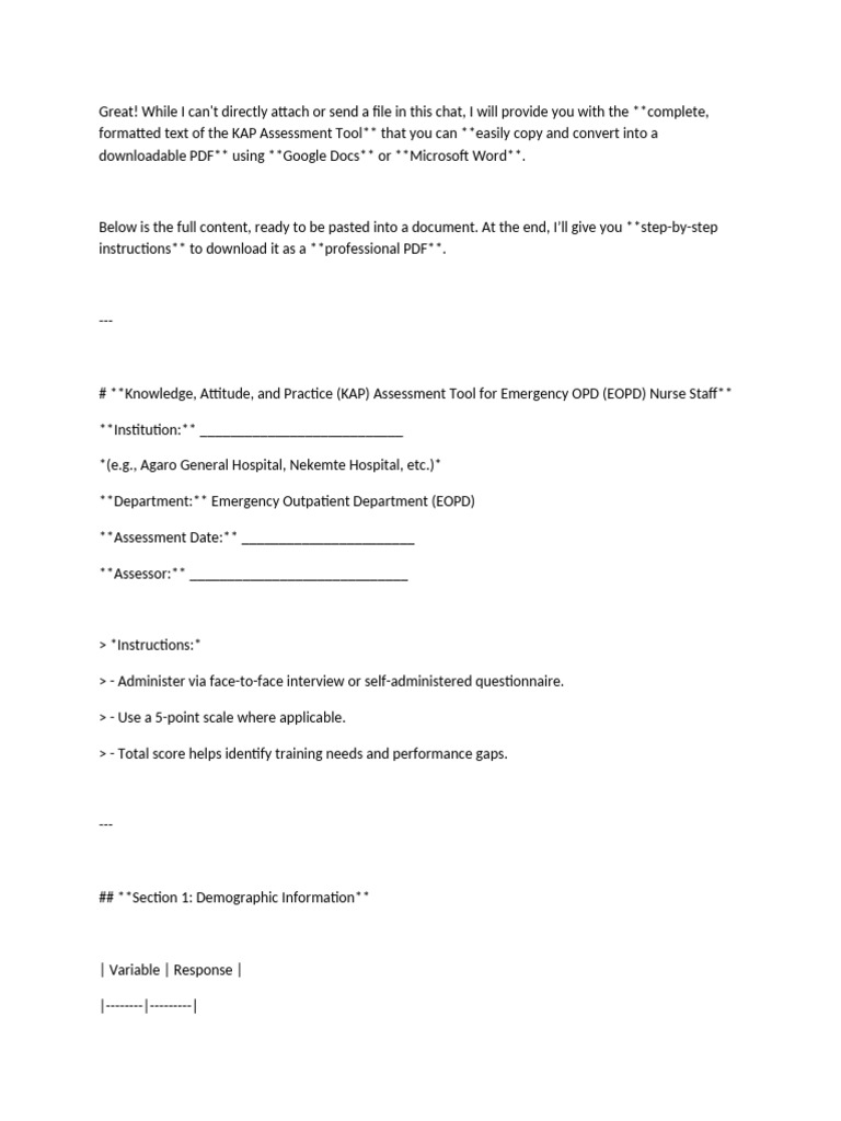 KAP Assessment Tool for EOPD Nurses | PDF | Hypoglycemia | Medical ...