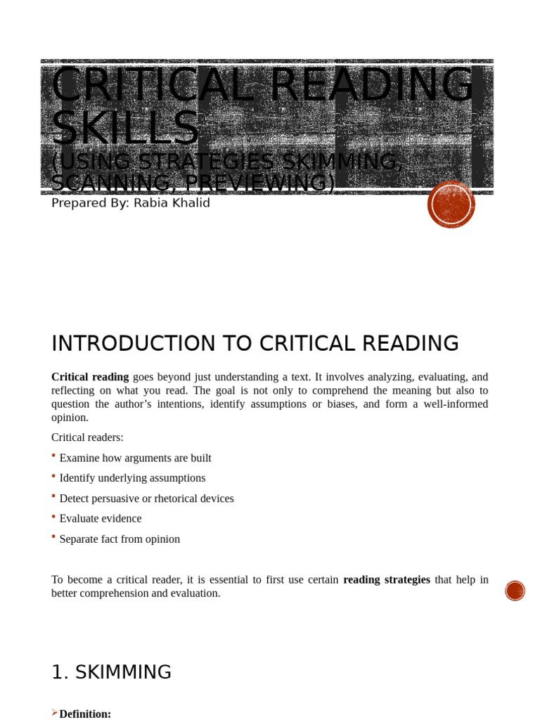 Mastering Critical Reading Strategies | PDF | Speed Reading | Reading ...