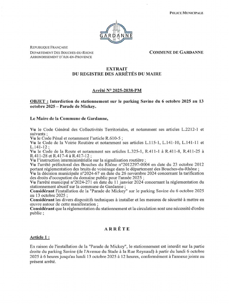 Interdiction de stationnement à Gardanne | PDF | Stationnement
