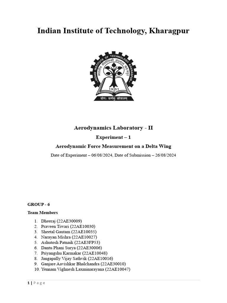 Lab Report Exp 1 | PDF | Lift (Force) | Force