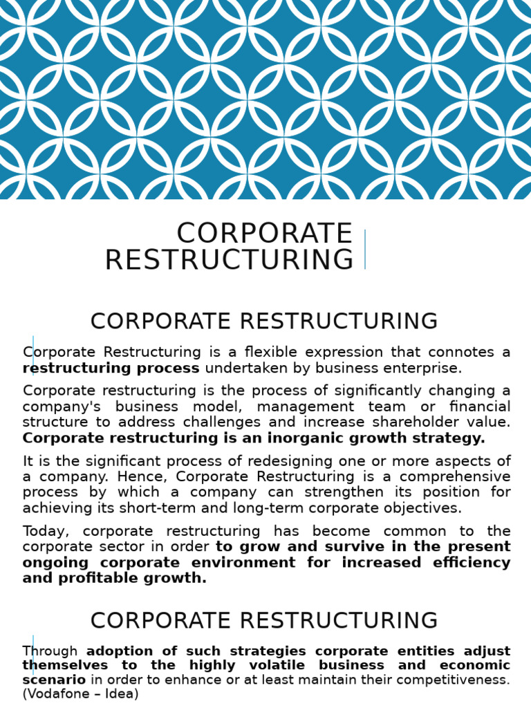 Corporate Restructuring Explained | PDF | Mergers And Acquisitions ...