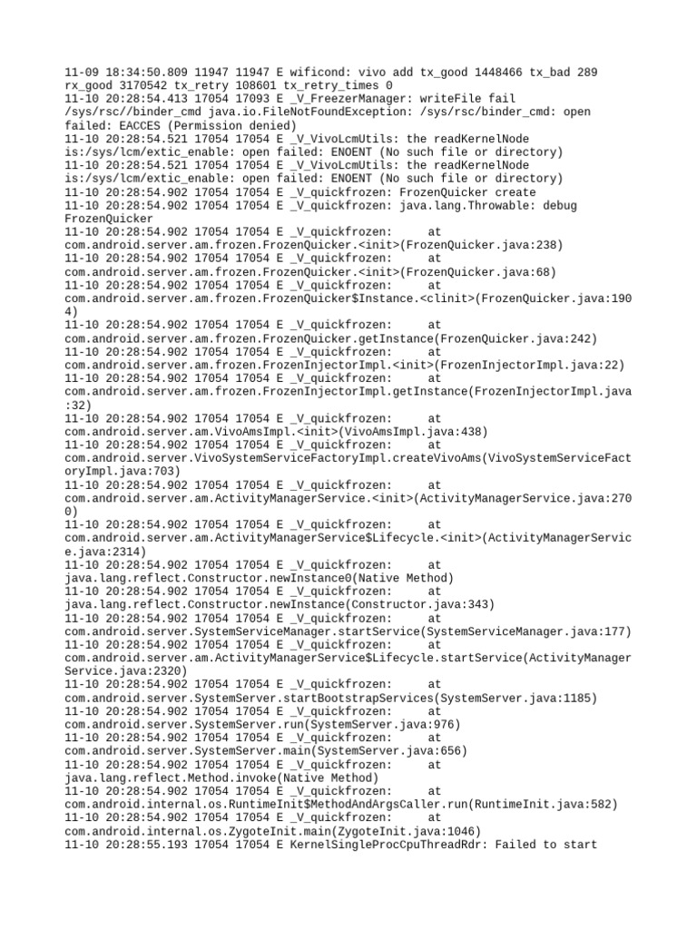 Vivo System Error Log Analysis | PDF | Java (Programming Language ...