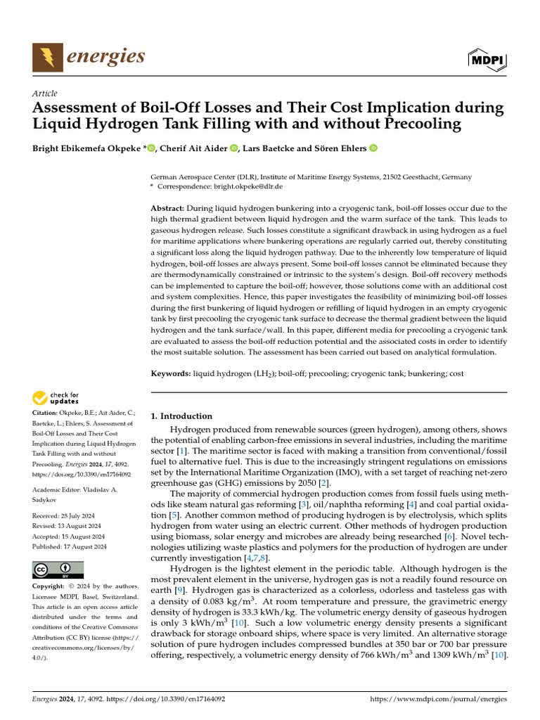 Boil-Off Losses in Liquid Hydrogen Bunkering | PDF | Hydrogen | Liquids