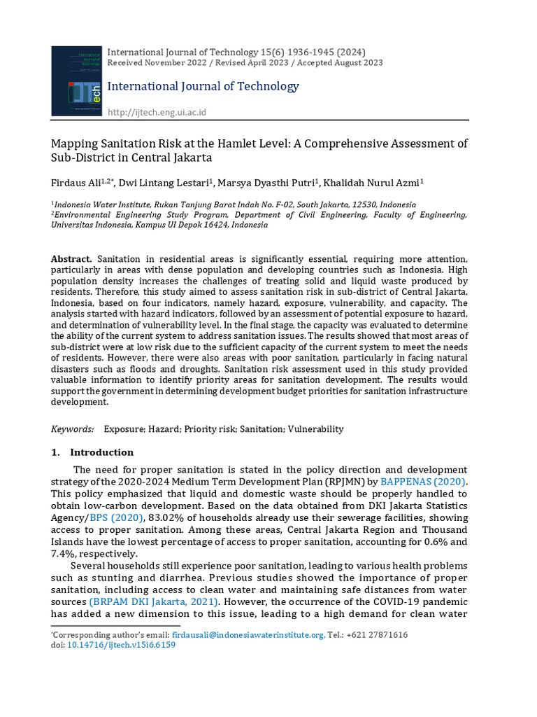 IJTech CVE 6159 Mapping Sanitation Risk at the Hamlet Level a Comp ...
