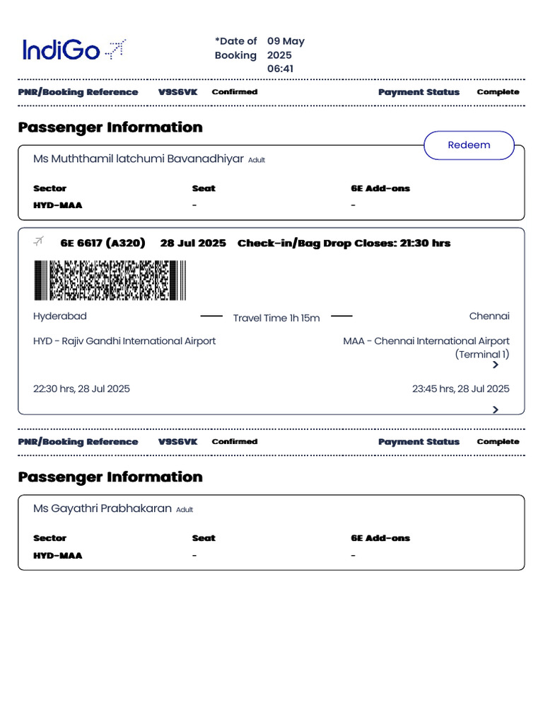 Hyd To Maa | PDF | Aviation