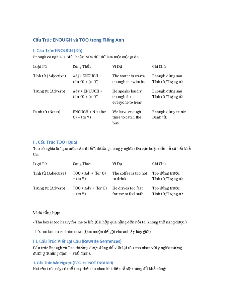 Cau Truc Enough Too Bang | PDF