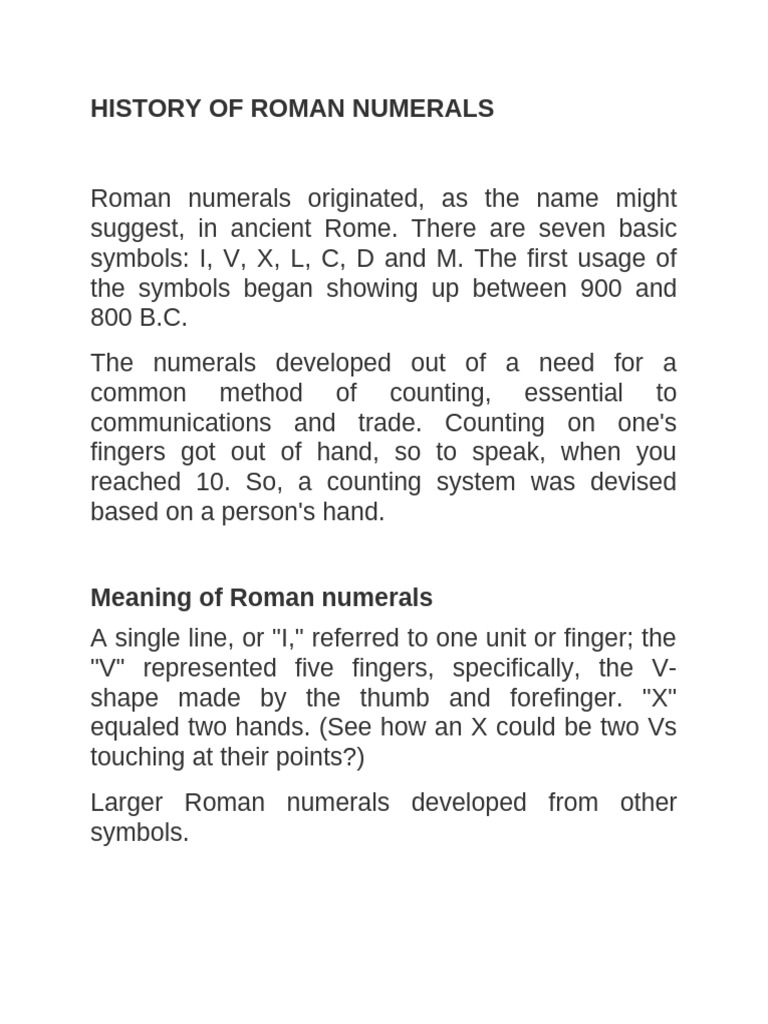 Roman Numerals: History and Usage | PDF | Roman Empire | Numbers