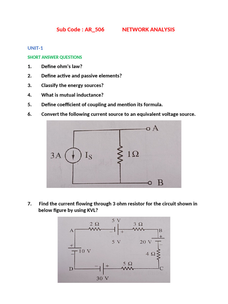 Network Analysis and Theorems Guide | PDF | Inductance | Electronic Filter