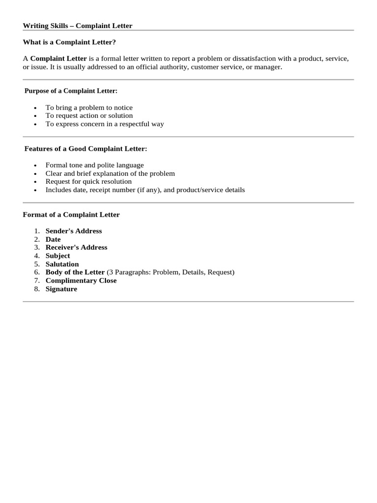 How to Write a Complaint Letter | PDF