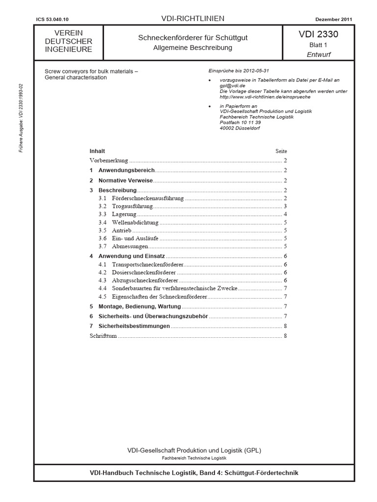 VDI 2330 Blatt-1 E 2011-12 | PDF