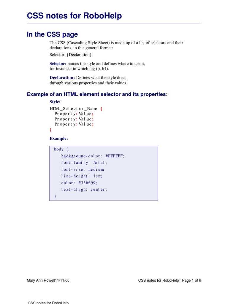 CSS Notes For RH | PDF | Html Element | Cascading Style Sheets