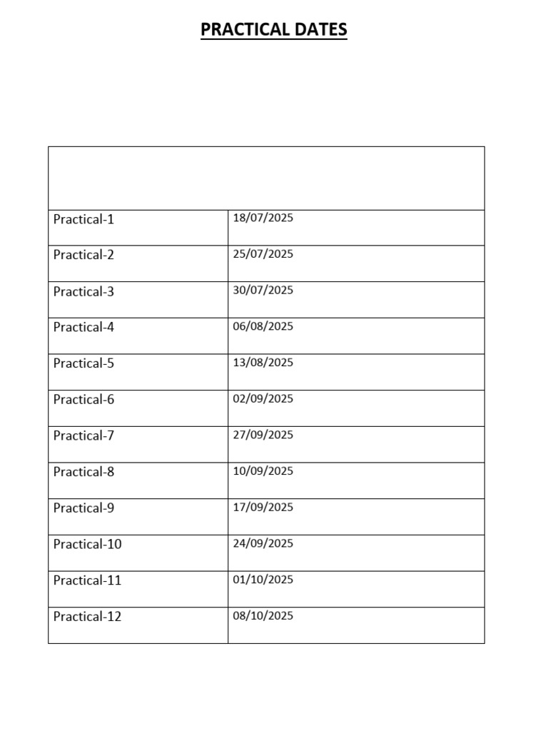 AI Practical Dates Schedule 2025 | PDF