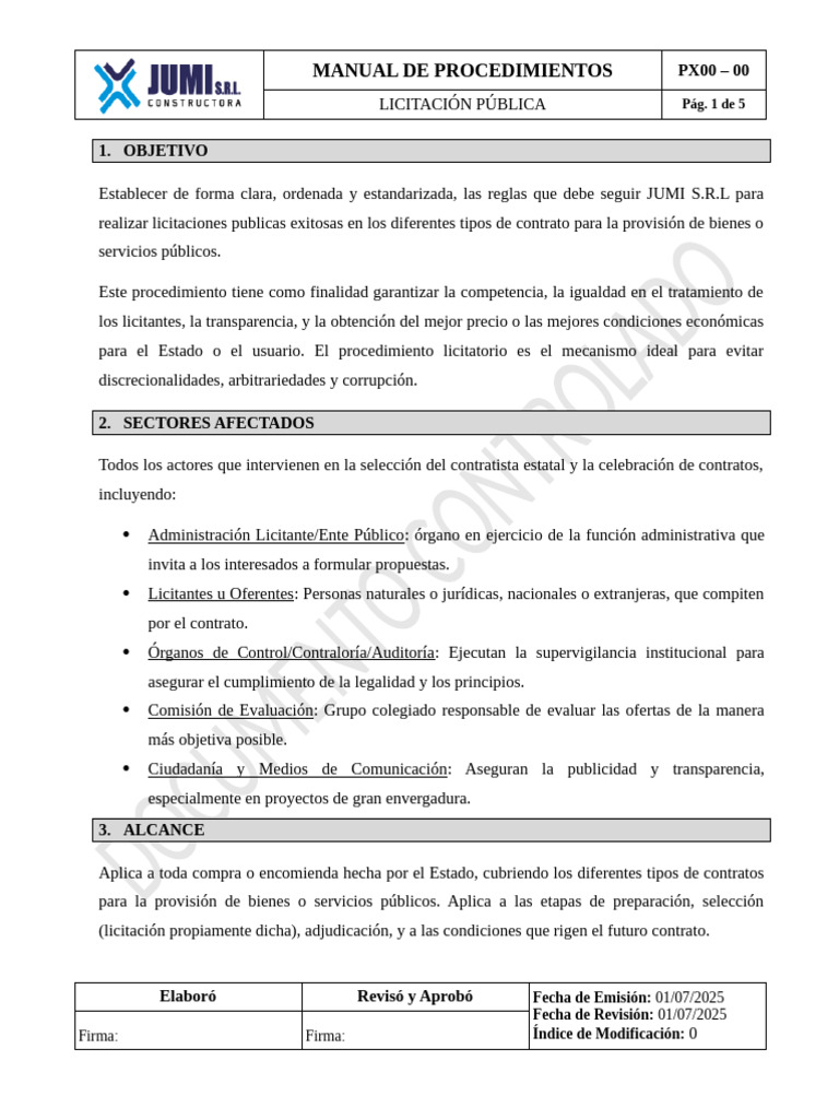 Manual de Licitación Pública JUMI S.R.L. | PDF