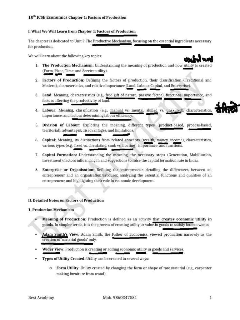 Factors of Production in Economics | PDF | Capital (Economics) | Labour ...